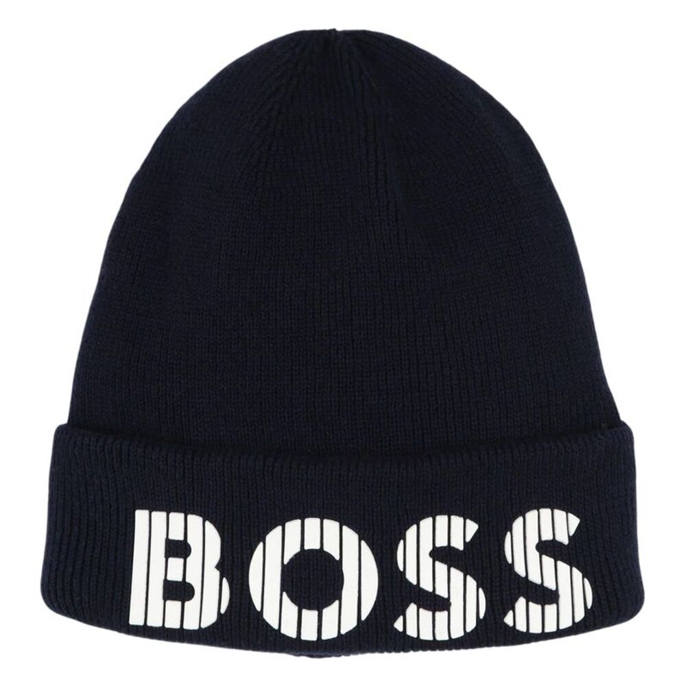 Boss Childrens/Kids Lettering Beanie / Navy